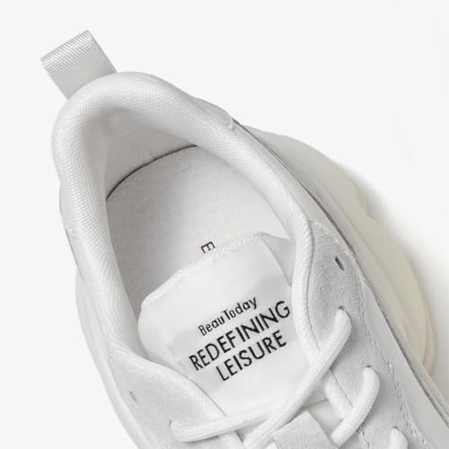 Image of BEAU TODAY Womens Chunky Sneakers, Walking Shoes for Women, Lace up Comfortable Platform Fashion Dad Sneakers Off White US Size 5