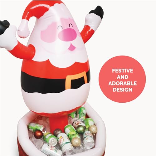 Santa Inflatable Cooler -Christmas in July Decorations Holiday Party Supplies Inflatable Cooler - Keeps Up to 72 Drinks Cold - 24" x 28" in - Yard Decoration (Santa)