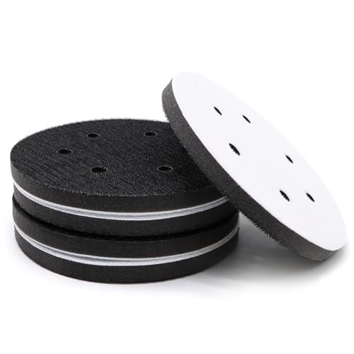 5 Pack 6 Inch 6 Hole Hook and Loop Interface Pad for Orbital Sander