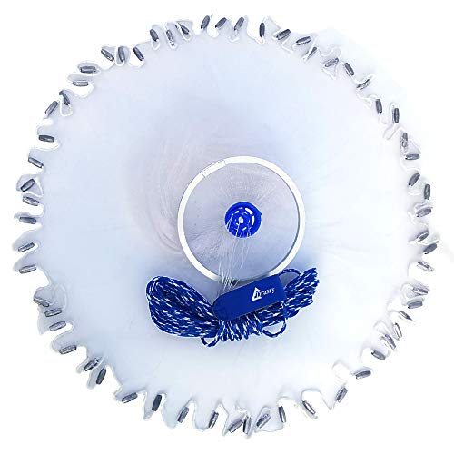 Drasry Saltwater Fishing Cast Net with Aluminum Frisbee for Bait Trap Fish Throw