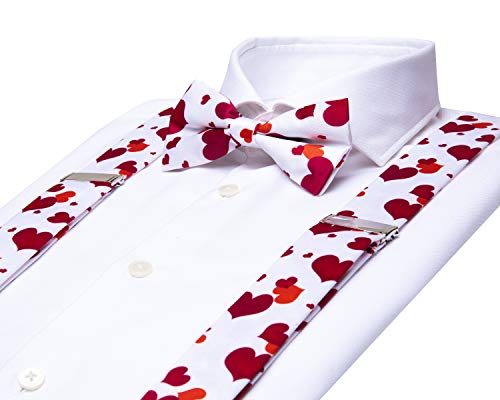 Image of Dubulle Suspender and Bow Tie for Men Paisley Solid Mens Suit Braces Pretied Bowtie and Handkerchief Cufflinks Formal Wedding