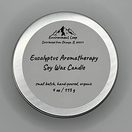 Environment Loop Hand-Poured Single Wick Soy Wax Candle (Eucalyptus Aromatherapy, 4 Oz Tin) #TOP2