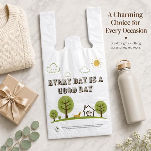 Image of YoYoRain White Thank you T shirt bag, Grocery shopping bag Reusable and Disposable Supermarket Bag 11''x6''x21'' 101PCS