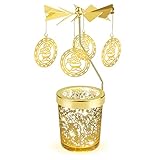 Teelicht Karussell Glas Teelichthalter Weihnachten drehen Teelicht Windlicht Glas Weihnachten Gold Kerzenhalter Dekoration für Wohnzimmer Tischdeko(Weihnachtsmann)