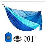 AWHZngE Portable Quick Setup 290 * 140cm Travel Outdoor Camping Hammock Hanging Sleeping Swing Bed with Mosquito Net for Terrace, Outdoor(Color 3)