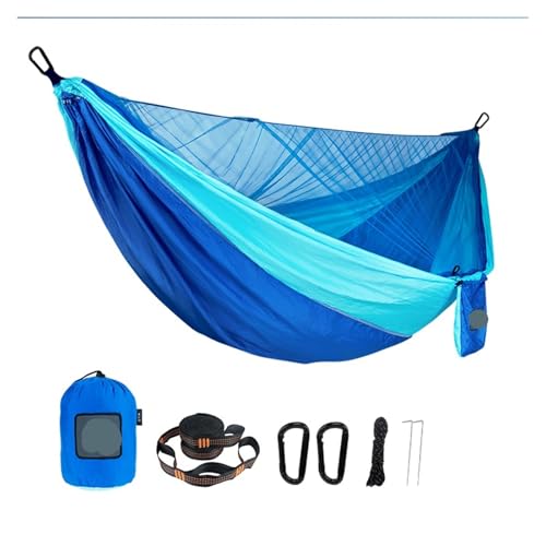 AWHZngE Portable Quick Setup 290 * 140cm Travel Outdoor Camping Hammock Hanging Sleeping Swing Bed with Mosquito Net for Terrace, Outdoor(Color 3)