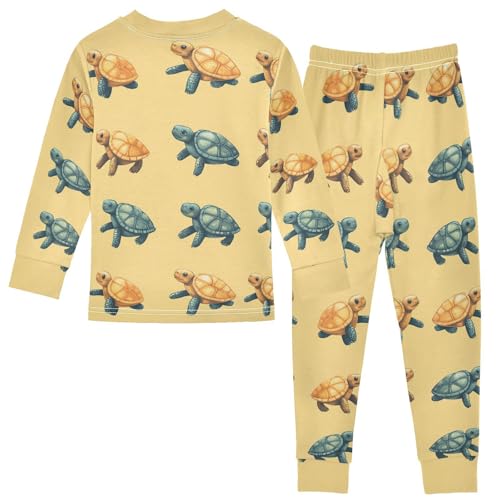 Pajama Sets Long Sleeve Sea Colorful Turtle Pattern Print Soft Comfy Sleepwear 2 Piece PJS 3-8T3