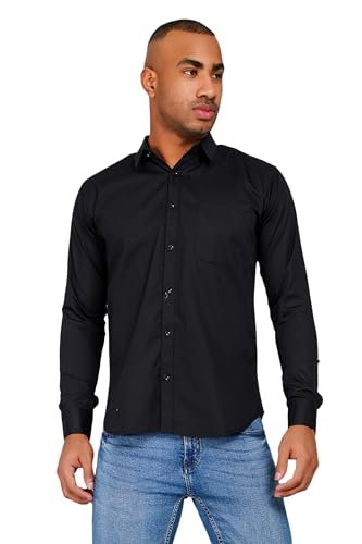 Image of Men's Regular Fit Solid Soft Touch Cotton Casual Shirt with Pocket Design with Spread Collar & Full Sleeves
