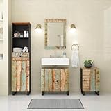 Esthétique et stabilité élégantes : les pieds en fer assurent une grande stabilité et durabilité, tandis que la couleur mélangée du vieux bois donne à chaque pièce une touche individuelle qui met en valeur visuellement votre salle de bain.