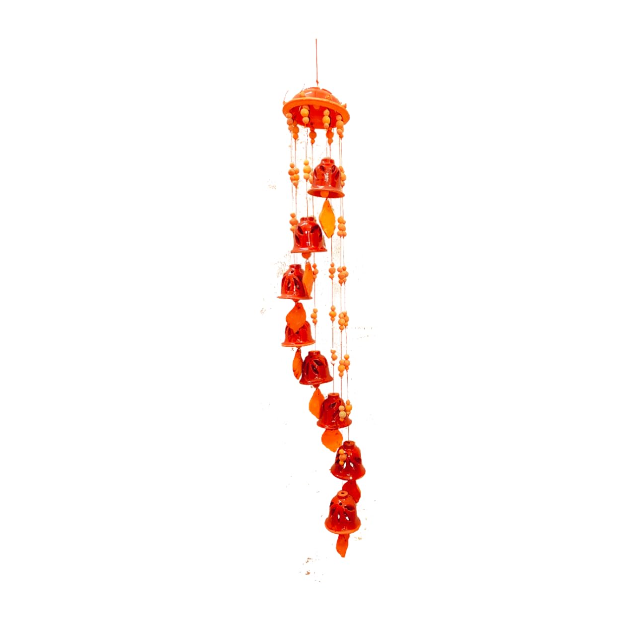 Himavat Handcrafted Wind Chime – Terracotta Hanging Wind Bell for Home, Balcony, Garden & Patio – Rustic Boho Décor – Soothing Melodic Sound – Handmade Eco-Friendly (8 Bell - Colour)-picture-46
