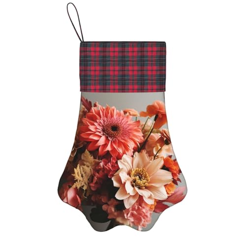 ALLiYa Ramo de flores de Navidad para decoración de patas de perro, calcetines colgantes para chimenea, patrón de patas, decoración navideña, negro, talla única grande