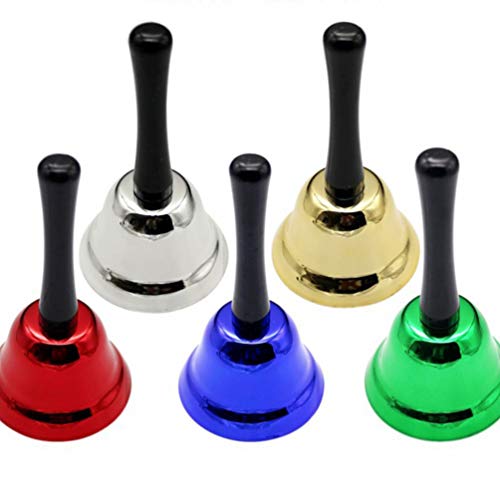 Nuobesty 2Pcs Steel Call Bell Handle Hand Held Christmas Decoration Tea Office School Desk Ringbell 75Mm (Green + Blue) #TOP3