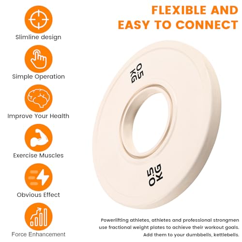 Wisyurt Gym Micro-Type Plates Dumbbell Weight Plate Rubber Fractional Weight Plates Add-on Aperture 50.4mm 0.5KG - Image 4