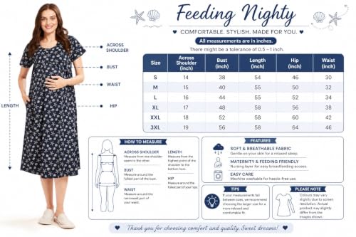 Image of AV2 Women Cotton Printed Maternity Nursing & Feeding Relaxed Fit Nighty -3147