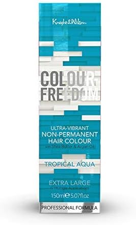 Knight & Wilson Colour-Freedom 150ml Tropical Aqua Blue Green Semi-Permanent Hair Colour - Vibrant Vegan Friendly Colour Mask with Shine Booster Complex - Ammonia Free Colour Lasts Up To 6-10 Washes