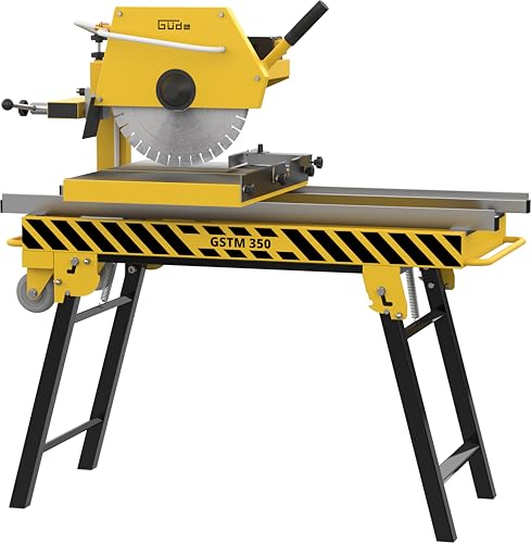 Güde Steintrennmaschine GSTM 350 (230 V, 2200 W, 11,5 cm max. Schnitttiefe, 80 cm max. Schnittlänge, schwenkb. Kopf bis 45°, Sanftanlauf, kugelgel. Fahrwerk, intg. Wasserpumpe, inkl. Diamantscheibe)