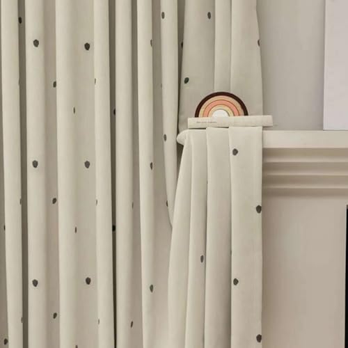 Rideaux chenille anti bruit isolants thermiques à crochets motif pois avoine