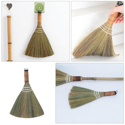 JECOMPRIS 2 Stücke Strohbesen Reisstrohbesen 30cm Handfeger Besenbürste Kehrbesen Küchenarbeitsplatte Kleine Natürliche Besen Reinigungsbesen für Indoor Outdoor Zuhause Garten Bodenreinigung