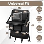 2 Pack PU Leather Backseat Car Organizer with Foldable Tray - Image 2