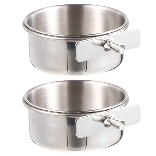 GLEAVI - GLEAVI Lot de 2 Sets de Abreuvoirs pour Oiseaux en Acier Inoxydable 10 CM Mangeoire Suspendue pour Perroquets et Perruches Gobelets pour Cage à Oiseaux Résistants et Faciles à Nettoyer