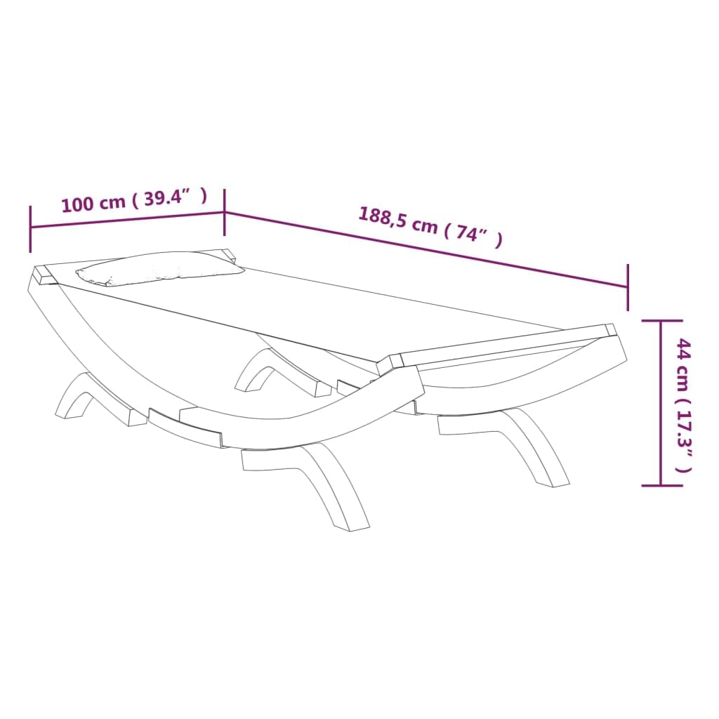 vidaXL Bugholz Loungebett mit Dach Sonnenbett Gartenliege Lounge Outdoor Bett Hängematte Sonnenliege 100x188,5x44cm Massivholz Creme