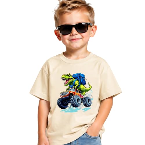 Image of Dinosaur Shirt for Kids Boys Girls Funny Toddler Dino Short Sleeve Graphic Cotton Tee Top 2-7T