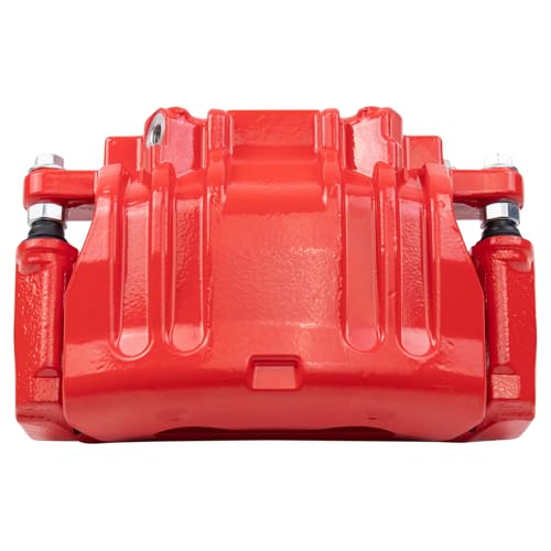 Image of TRQ Performance Front Driver and Passenger Side Brake Caliper Set Caliper Brackets Hardware Compatible with 12-20 Dodge Charger with Dual Piston Front Calipers without Brembo Brake Package