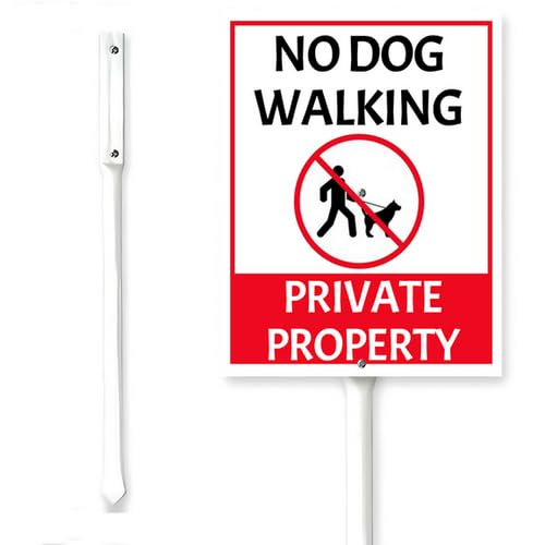 Horienteeon No Dog Walking Private Property Aluminium Lawn Yard Sign With Stake No Dog Allowed Neighborhood Street Aluminum Plaque For Outdoor Yard Garden Decoration Use Easy Install 7x8.8"
