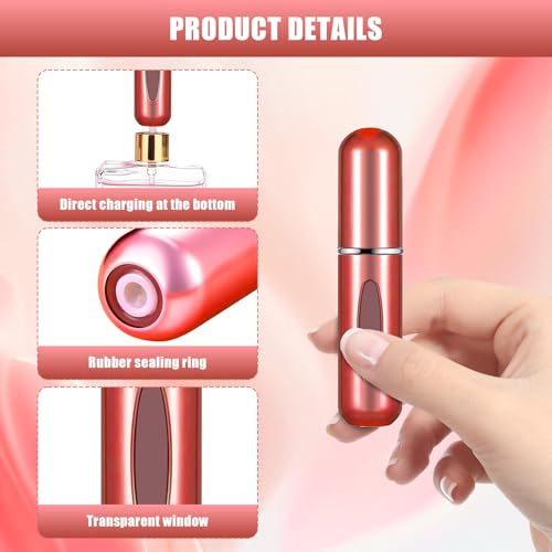 Image of Portable Mini Perfume Atomizer Bottle, 5ml /0.17oz Refillable Spray, Scent Pump Case, Travel Atomizer (Glossy Red)