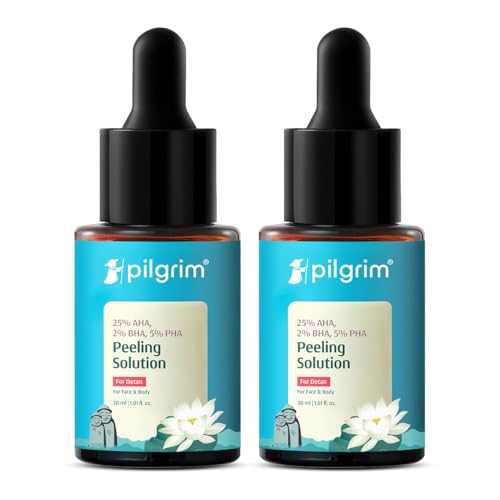 Image of Pilgrim 25% AHA + 2% BHA + 5% PHA Peeling Solution For Tan Removal - 30ml |10-Minute Facial At Home | Advanced Exfoliating Peel for Brighter & Smoother Skin, Pore Cleansing | For All Skin Type - Pack of 2