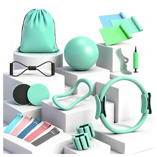 Kit Pilates en Casa Completo para Mujer, Incluye Aro Pilates de 14", Pelota de Pilates, Bandas Elásticas Musculación, Gomas Elásticas, Pesos de Muñeca Ajustables, Ideal para en Casa