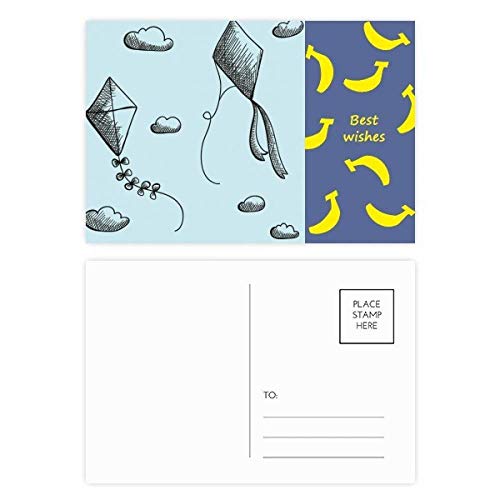 Jeu de cartes postales motif cerf-volant peint géométrique qualitatif
