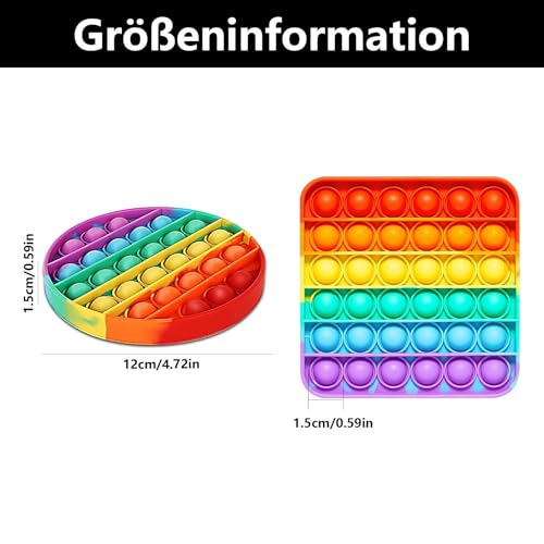 Pop It Spielzeug - Großes Regenbogen Anti-Stress-Spielzeug, Fidget Toys Für Autistische, Zappelige Menschen, Tolles Geschenk (Rund)