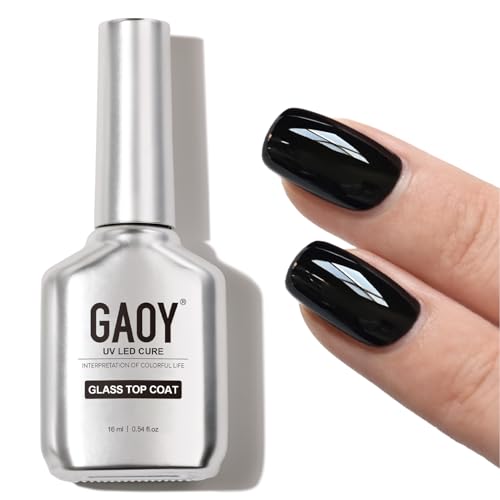 GAOY 16ml Crystal Glassy Gel Top Coat, No Wipe Clear Finish for Gel Nail Polish, High Gloss for Long Lasting UV Nail Art