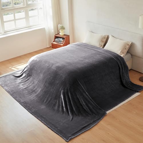 COOVA Oversized King Fleece Blanket 120x120 inches, Soft Cozy Warm Giant Extra Large 10'x10' Blanket for Bed, Sofa, Couch,Travel, Camping, California Huge Flannel Big Throw Blanket, Dark Grey