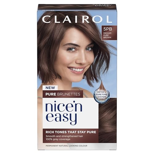 Clairol Nice n’ Easy Pure Brunettes Hair Colour | Pure and Rich Brown Tones | Smooth, Natural Hair Colour | With Pre-Colour Serum | 100% Grey Coverage | 5PB Medium Mocha Brown| Permanent Hair Dye Clairol Nice n’ Easy Pure Brunettes Hair Colour | Pure and Rich Brown Tones | Smooth, Natural Hair Colour | With Pre-Colour Serum | 100% Grey Coverage | 5PB Medium Mocha Brown| Permanent Hair Dye