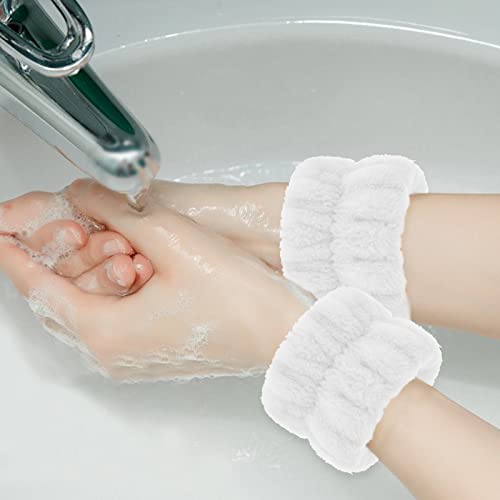 Abeillo 4 Stück Handgelenk Spa Waschband Mikrofaser Gesichtswasch Armbänder Korallen Saugfähiges Armband zum Waschen, Handgelenktücher für Waschen Gesicht und Dusche
