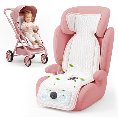 Pink Stroller Cooling Pad with Fan for Baby Girls 10000mA Rechargeable Battery Baby Car Seat Cooling System for Backseat Max 10H Ventilation 3 Speeds Cooling Mat Liner for Toddler Summer Essentials