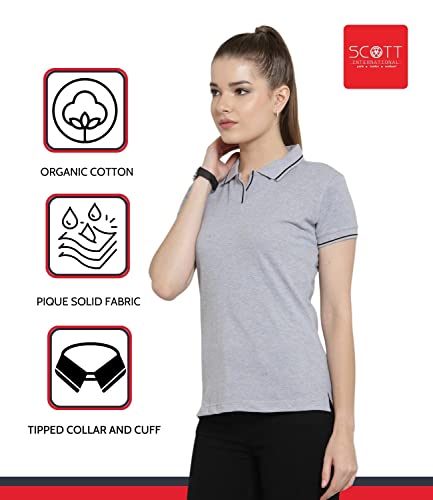 Image of Scott International Women's Regular Fit 100% Pure Organic Cotton Polo T-Shirt | Womens Polo Collar Neck T-Shirt | Cotton Plain Polo Neck Half Sleeve T-Shirt | Tshirts for Women