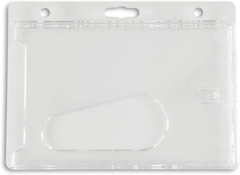 Clear Horizontal Hard Plastic Badge Holder - Credit Card Size - 50 Pack