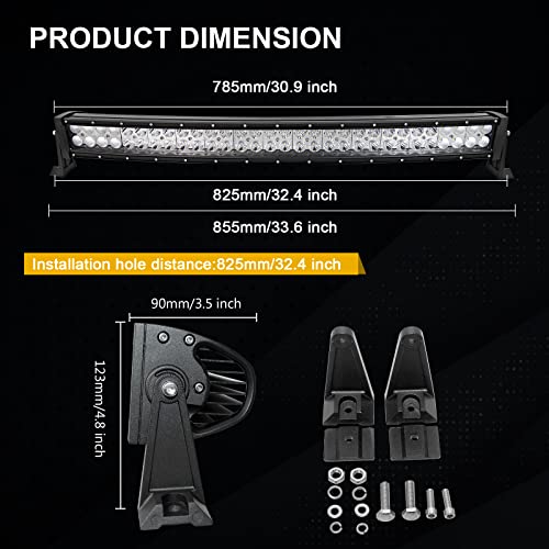 Auxtings 32 Inch 180W Curved Led Light Bar For Jeep Off Road Atv Awd Suv 4Wd 4X4 Pickup Driving Fog Light Lamp,10V-30V Waterproof Ip67 #TOP1