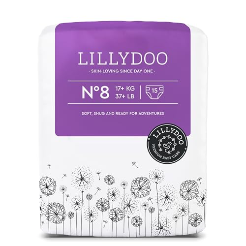 Pañales LILLYDOO delicados con la piel - talla 8 (17+ kg), 15 unidades, protección contra fugas, suaves, sin perfumes ni lociones y dermatológicamente probados