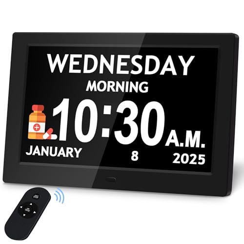 Image of 10.1'' Digital Clock, 1280*800p HD Extra Large Display, Digital Clock With Date, Time, Day Of Week, 10 Reminders & 6 Alarms, Auto Dimming & DST, Remote Control, Dementia Clock For Seniors, Black