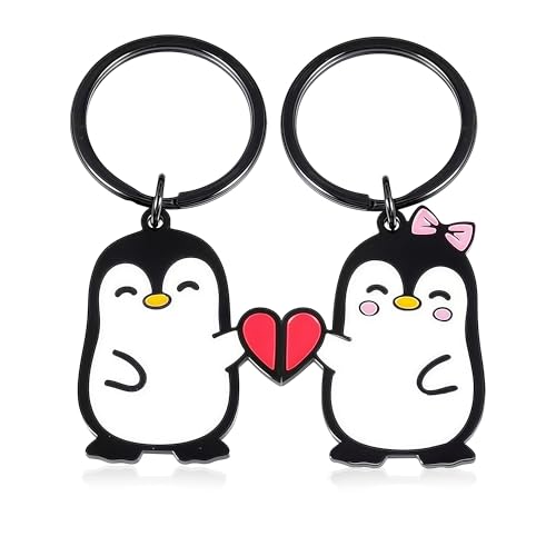 Glamifyr 2 Stück Pinguin Schlüsselanhänger Pinguin Partner Schlüsselanhänger Geschenk für Ihren Partner oder Ihre Partnerin für Valentinstag Geburtstage Hochzeitstage