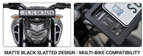 Image of Number Plate Frame Sliding, Universal for Motorbikes /Scooters, ABS Plastic, Black, Set of 2 (Front & Rear)