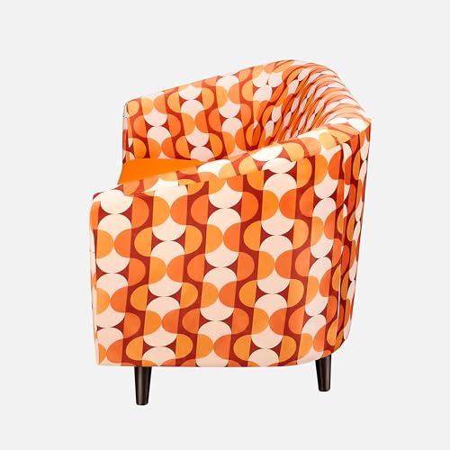 Image of Duroflex Meadow - Premium Accent Love Seat with Channel-Stitched Upholstery | Plush Foam & Curved Backrest | Durable & Elegant Seating | 3 Year Warranty - Geo Orange