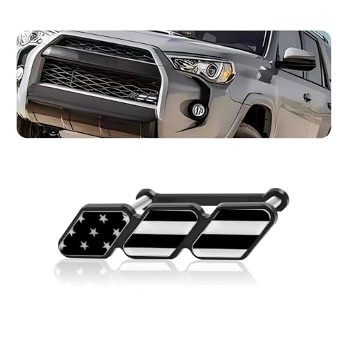 Image of ijuicy 1 PC TRD Tri-Color Grille Decor Badge Emblem, Car Truck Label Decoration Accessories, Compatible with Tacoma 4Runner Tundra Sequoia Rav4 Highlander (Black American Flag)