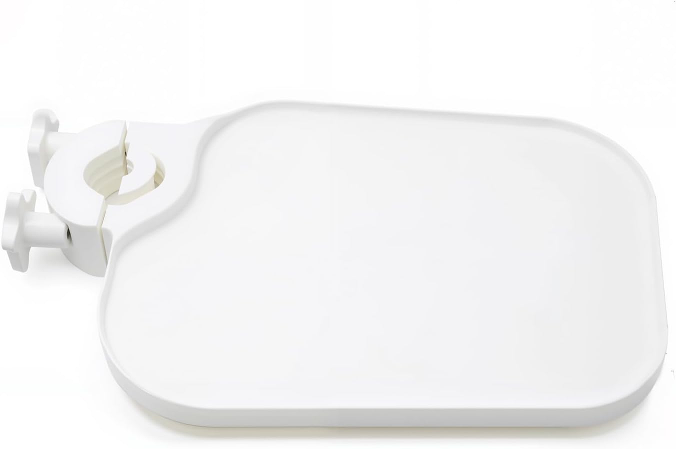 Adjustable White Pole Post Mounted Square Utility Access Shelf Tray Fit on Any Lab Chair