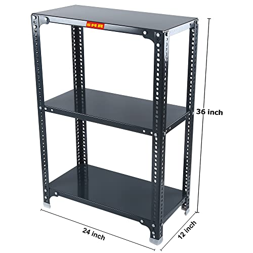 Image of SMR Prime CRC Sheet 24 Gauge Multipurpose Slotted Angle Rack with 3 Shelf for Home, Office & Industry - (36x24x12 in, 7.8 Kg | 16 Gauge Angle-Grey)