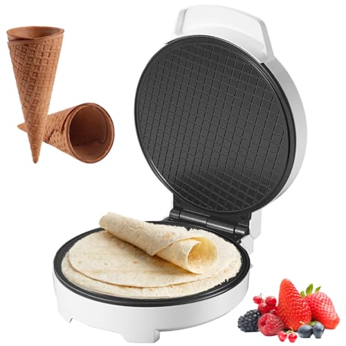 Electric Waffle Cone Maker, 1000w Ice Cream Cone Machine, 7.5-inch Non-stick Stainless Steel Mould, Double Side Heating, Egg Rolls Nonstick Dessert Baking Pan Kitchen Cooking